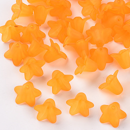 Honeyhandy Transparent Acrylic Beads, Frosted, Flower, Orange, 17.5x12mm, Hole: 1.5mm