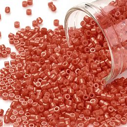 Honeyhandy Cylinder Seed Beads, Opaque Colours Luster, Uniform Size, FireBrick, 2x1.5mm, Hole: 0.8mm, about 888pcs/10g