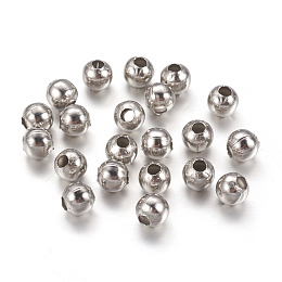 Honeyhandy 304 Stainless Steel Spacer Beads, Round, Stainless Steel Color, 5mm, Hole: 2mm