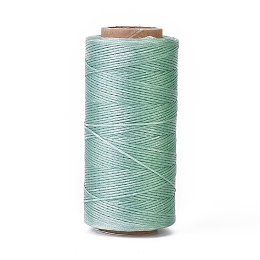 Honeyhandy Waxed Polyester Cord, Micro Macrame Cord, Waxed Sewing Thread, Flat, Aquamarine, 0.8mm, about 284.33 yards(260m)/roll