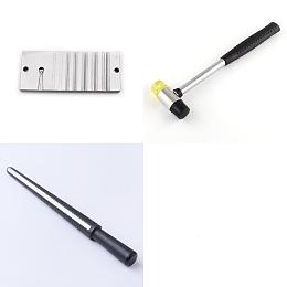 Arricraft 3Pcs 3 Style Iron Groove Bench Block, Bracelet Groove Ring Groove, Hammers, Plastic Ring Size Sticks, Ring Mandrel for DIY Jewelry Ring Making, Mixed Color, Plastic Ring Size Sticks: 26.5x1.2cm, 1pc