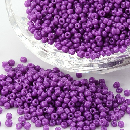 ORNALAND 8/0 Baking Paint Glass Seed Beads, Medium Orchid, 3mm, Hole: 1mm, about 3600pcs/bag