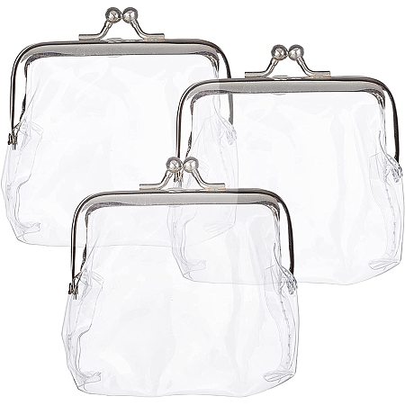 GORGECRAFT Clear Coin Purses Transparent Change Purses Waterproof PVC Jelly Wallets Iron Kiss Lock Coins Pouches Card Holders for Women Credit Cards Cash Carrying Your Change Supplies