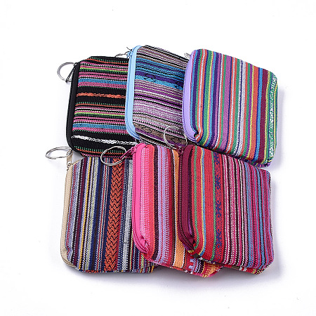 Honeyhandy Cloth Clutch Bags, Change Purse, with Iron Ring, Mixed Color, 120~122x88~92x12~13mm