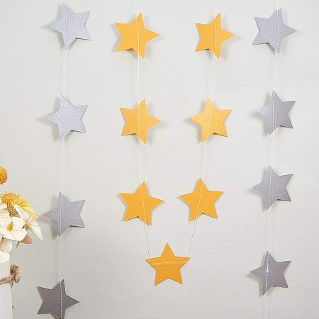 BENECREAT 52 Feet (about 92 Stars) Star Paper Garland Whaling Bunting Banner Hanging Decoration for Wedding Holiday Party Birthday, 2.6 Inches (Gold & Silver)