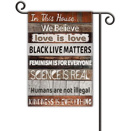 GLOBLELAND 12 x 18 Inch in This House, We Believe Flags Vertical Double Sided Black Lives Matter Garden Flag Burlap Porch Sign Yard Lawn Outdoor Decor, Colorful