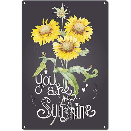 CREATCABIN You are My Sunshine Tin Sign Vintage Metal Tin Signs Iron Painting Retro Plaque Poster Sunflower for Kitchen Cafe Farmhouse Wall Art Decor, 8 x 12 Inch