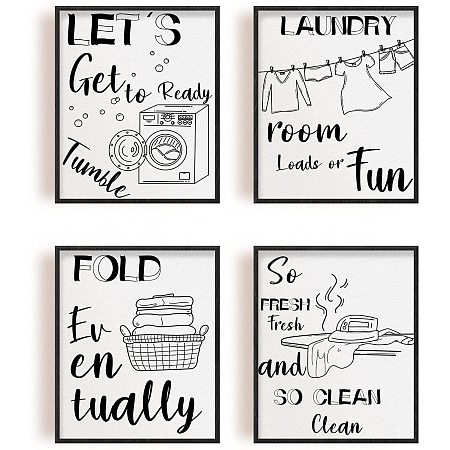 ARRICRAFT Home Decor Painting Canvas Wall Art Laundry Room Fun Canvas Hanging Painting Canvas Art 7.9x9.8inch Canvas Printing Artwork Wall Decoration Painting for Bedroom Living Room 4pcs/Set