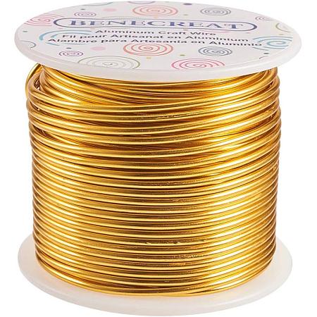 BENECREAT 12 17 18 Gauge Aluminum Wire (12 Gauge,100FT) Anodized Jewelry Craft Making Beading Floral Colored Aluminum Craft Wire - Light Gold