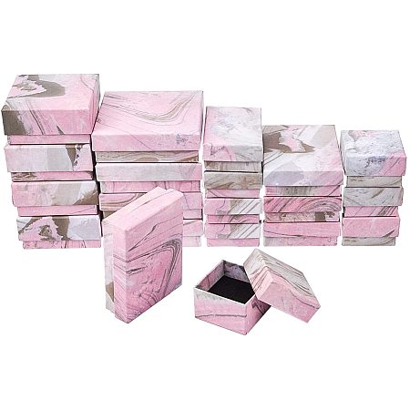 BENECREAT 20 Pack Pink Cardboard Jewelry Gift Boxes 5 Mixed Kraft Necklace Bracelet Ring Earring Jewelry Set Box for Valentine's Day, Anniversaries, Weddings, Birthdays