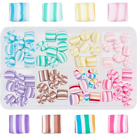 CHGCRAFT 64Pcs 8 Colors Assorted Slime Charms Rainbow Marshmallow Candy Color Resin Charms Slices Flatback Buttons Cabochons for Handcraft