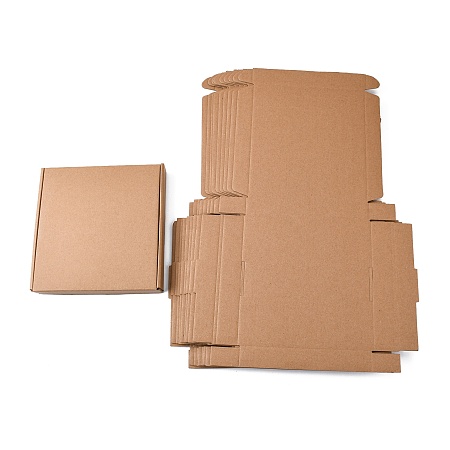 Honeyhandy Kraft Paper Folding Box, Square, Cardboard box, Mailing Boxes, BurlyWood, 47.2x32.2x0.2cm, Finished Product: 19x19x3cm