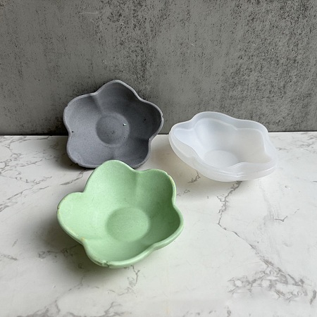 Honeyhandy DIY Flower Dish Tray Silicone Molds, Resin Casting Molds, for UV Resin, Epoxy Resin Craft Making, White, 79x89x31mm