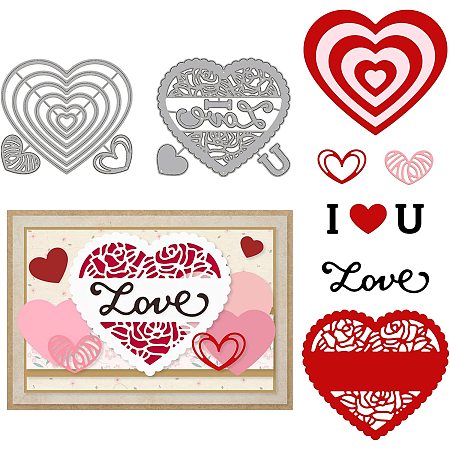 GLOBLELAND Love Heart Cutting Dies Love Carbon Steel Die Cuts Heart Shape Embossing Stencil Template for Card Making Scrapbooking Valentine's Day Decoration