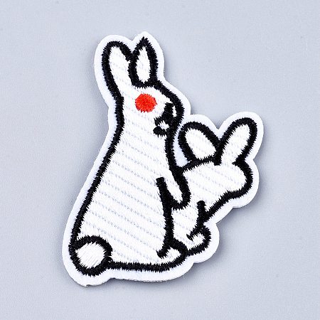 Honeyhandy Rabbit Shape Computerized Embroidery Cloth Iron on/Sew on Patches, Costume Accessories, Appliques, White, 54x37x1.5mm