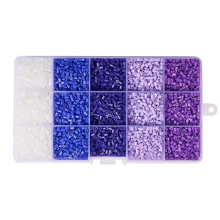 PandaHall Elite 1 Box 5 Color DIY Tube Fuse Beads Kits with Plastic Beading Tweezers Plastic Pegboards and Ironing Paper Pack Diameter 2.5mm Purple Theme