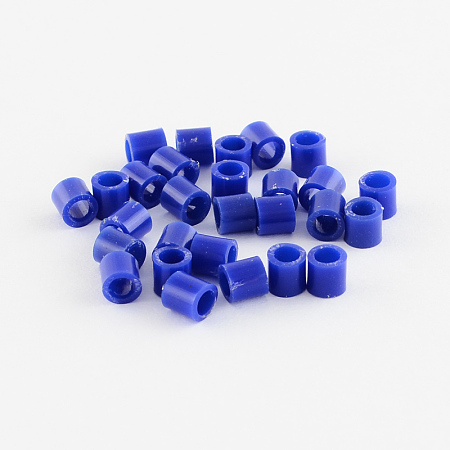Honeyhandy PE Fuse Beads, DIY Melty Beads, Tube, Medium Blue, 5x5mm, Hole: 3mm, about 8000pcs/500g