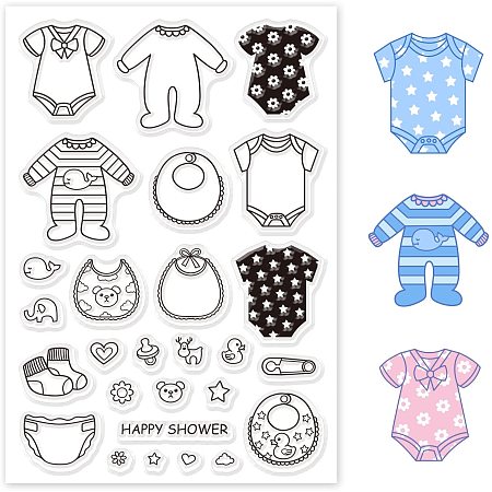 GLOBLELAND Baby Clothes Silicone Clear Stamps Transparent Stamps for Festival Birthday Cards Making DIY Scrapbooking Photo Album Decoration Paper Craft