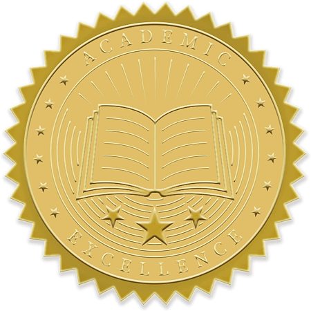 BENECREAT 100 Packs Book Star Embossed Gold Foil Stickers Excellence Academic Certificate Seals 5x5cm/2x2
