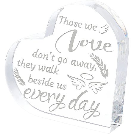 FINGERINSPIRE Heart Shape Crystal Engraved Keepsake and Paperweight, Sympathy Memorial Gifts Bereavement Gift for Loss of Loved One - Those We Love Don't Go Away, They Walk Beside Us Every Day