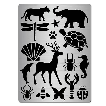 GORGECRAFT Metal Animal Stencil Ocean Sea Turtle Seahorse Starfish Elephant Deer Leopard Spider Butterfly Templates Painting Reusable Stencils for Painting, Wood Burning, Pyrography and Engraving