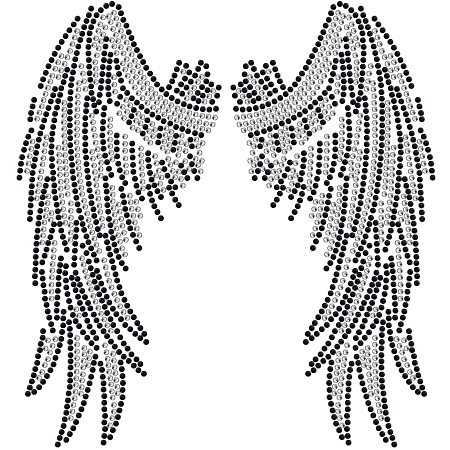 SUPERDANT Rhinestone Iron on Hotfix Transfer Decal Angel Wing Print White Bling Patch Clothing Repair Applique T-Shirt Vest Shoes Hat Jacket Decor Clothing DIY Accessories
