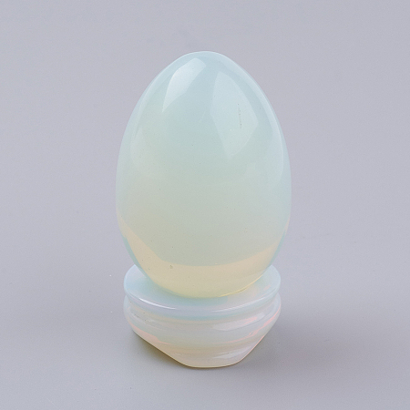 Honeyhandy Opalite Display Decorations, with Base, Egg Shape Stone, 56mm, Egg: 47x30mm