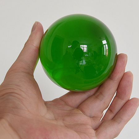 Honeyhandy Glass Display Decorations, Crystal Ball, Round, Green, 30mm