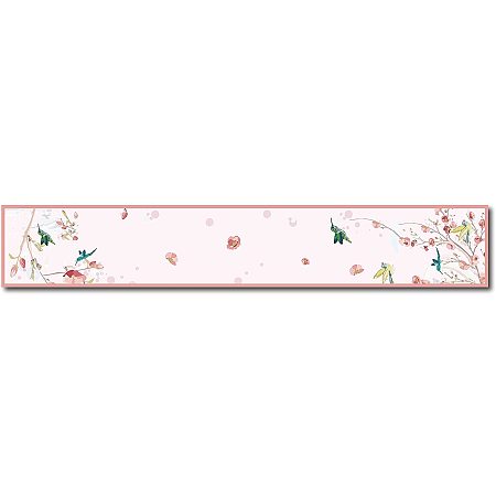 CREATCABIN Table Runner Bird Plum Blossom Pink Flower Seasonal Spring Summer Tablecloth Cotton Linen for Mothers Day Wedding Holiday Home Dinner Party Catering Events Table Decoration 70.8 x 11.8inch