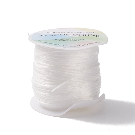 Honeyhandy (Defective Closeout Sale: Axial Deformation), Flat Elastic Crystal String, Elastic Beading Thread, for Stretch Bracelet Making, White, 0.8mm, about 65.62 Yards(60m)/Roll