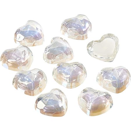 BENECREAT 10pcs ABS Heart Pearl Beads, 12.5x15x7.2mm White Flatback Imitation Pearl Cabochon Half Drilled Earrings Beads for Crafts DIY Phone Nail Making Embellishment DIY, Hole: 1.5mm