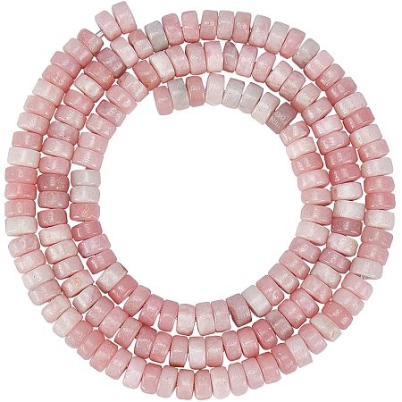 Arricraft About 160 Pcs Heishi Stone Beads, Natural Pink Opal Flat Round Beads, Disc Gemstone Loose Beads for Bracelet Necklace Jewelry Making ( Hole: 0.7mm )