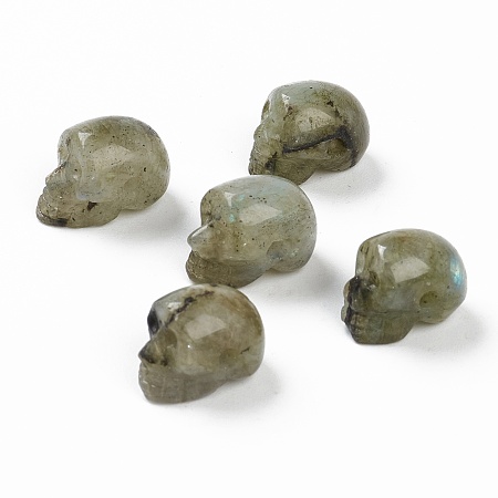 Honeyhandy Natural Labradorite Beads, Skull, 17~18x11~12x12~13mm, Hole: 1.7~2mm