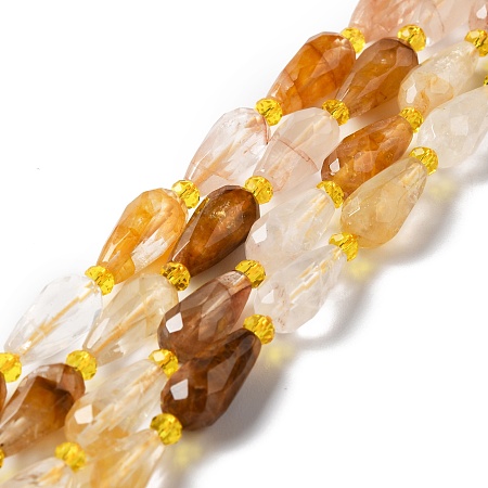 Natural Citrine Beads Strands, Faceted, Teardrop, 12~16.5x7.5~8.5mm, Hole: 0.8mm, about 20~21pcs/strand, 14.96~15.63''(38~39.7cm)