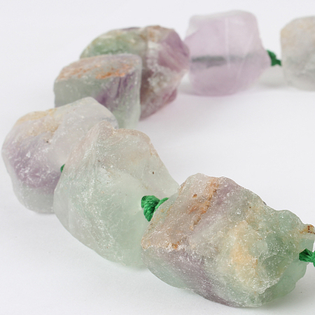 Honeyhandy Natural Gemstone Fluorite Rough Nuggets Bead Strands, 13~40x10~26x10~23mm, Hole: 2mm, about 14~19pcs/strand, 16.54 inch