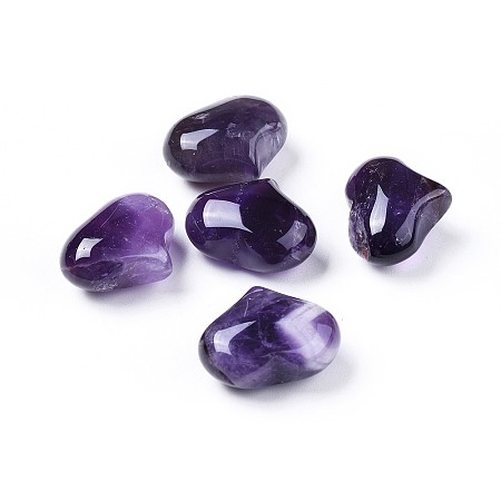 NBEADS Natural Amethyst Beads, No Hole/Undrilled, Heart, 20x25x11~13mm