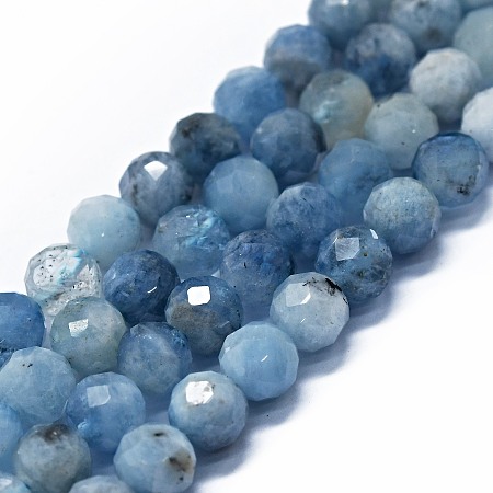 Honeyhandy Natural Aquamarine Beads Strands, Faceted(64 Facets), Round, 6mm, Hole: 0.8mm, about 62~67pcs/strand, 15.16~15.55 inch(38.5~39.5cm)