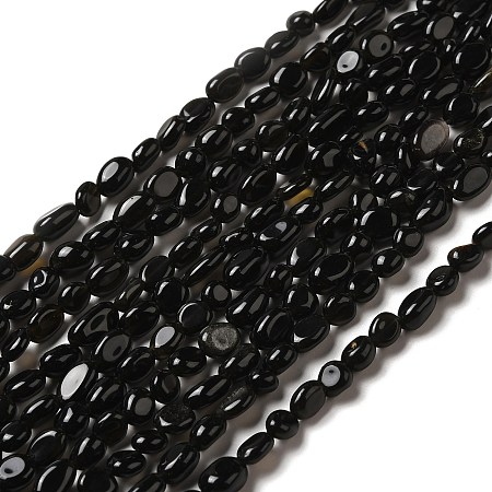 Natural Obsidian Beads Strands, Nuggets, 7~14x4~8x4~7mm, Hole: 1mm, about 44~50pcs/strand, 38.5~39.5cm