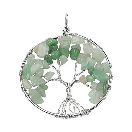 ARRICRAFT 10pcs Tree of Life Pendant Gemstone Chakra Crystal Stone Pendant For Necklace Earring Jewelry Making