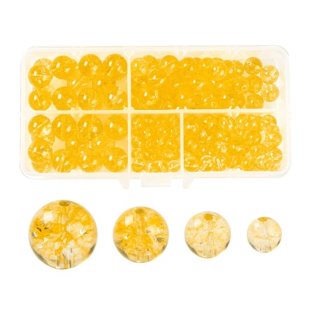 ARRICRAFT 186Pcs 4 Sizes Natural Citrine Beads Strands, Round, Dyed & Heated, 6~12mm, Hole: 1mm