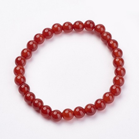 Honeyhandy Natural Carnelian(Dyed) Stretch Bracelets, Round, 48mm(1-7/8 inch), Bead: 65mm