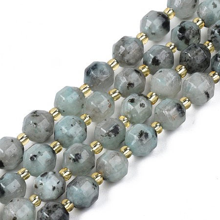 Natural Jasper Beads Strands, Faceted, Round, 7~8x7~8mm, Hole: 1mm, about 35~38pcs/strand, 13.82 inch~14.84 inch(35.1~37.7cm)