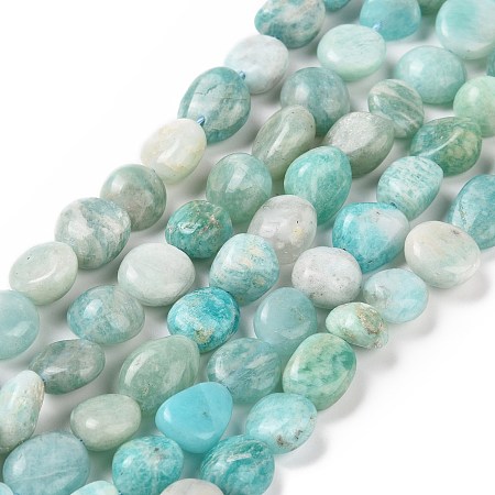 Honeyhandy Natural Amazonite Beads Strands, Tumbled Stone, Nuggets, 10x7x5mm, Hole: 0.8mm, about 37pcs/strand, 15.75''(40cm)