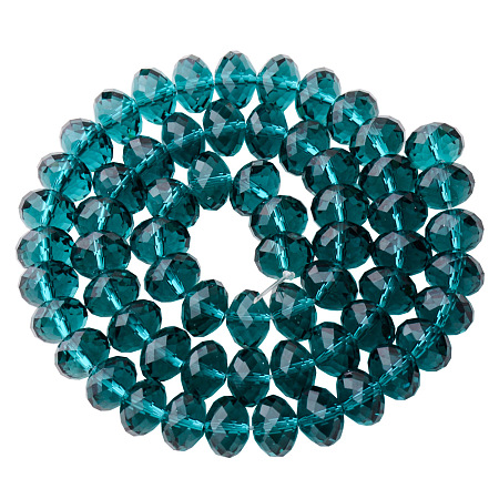 PandaHall Elite 1 Bag of 60pcs Assorted Briolette Faceted Rondelle Crystal Glass Beads Imitation Austrian Crystal Bead Strands 8x5mm Emerald