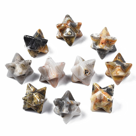 ARRICRAFT Natural Crazy Agate Beads, No Hole/Undrilled, Merkaba Star, 11~13.5x11~13.5x11~13.5mm