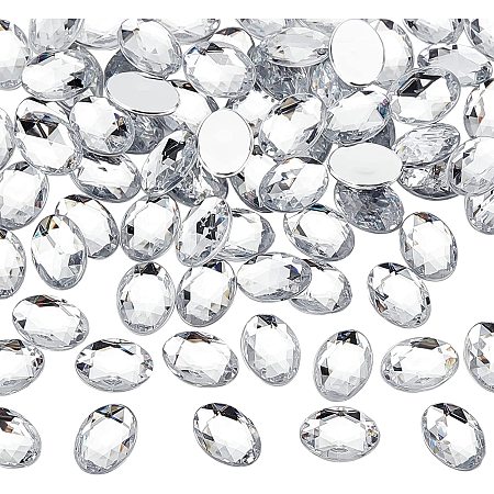 FINGERINSPIRE 250 Pcs 18x13mm Flat Back Oval Acrylic Rhinestone Gems with Container Clear Oval Crystals Bling Jewels Acrylic Jewels Embelishments for Costume Making Cosplay Jewels Crafts