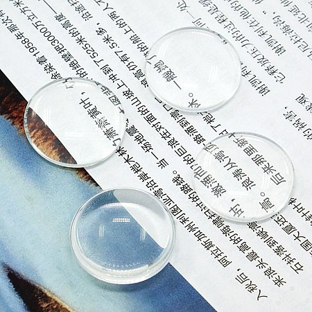 NBEADS 200 Pcs Clear Glass Cabochons, Transparent, Half Round Circle Flat Back for Jewelry and Cabochon Settings, Clear, 24.2~24.8mm; 7.4mm(Range: 6.9~7.9mm) thick