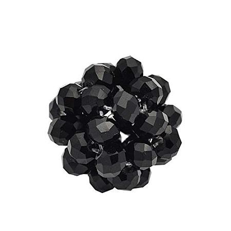 ARRICRAFT Glass Crystal Beaded Round Beads, Black, 14mm, Beads: 4mm