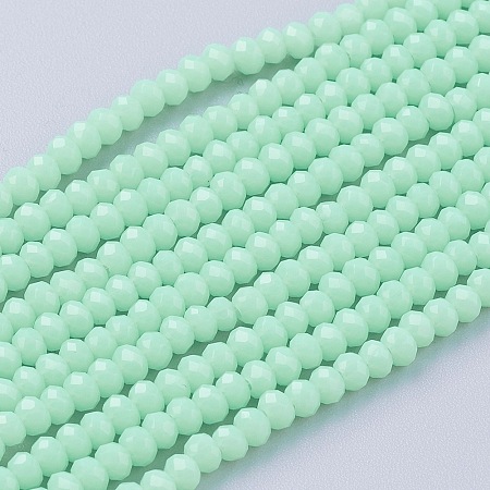 Arricraft Imitation Jade Glass Beads Strands, Faceted, Rondelle, Aquamarine, 3x2~2.5mm, Hole: 0.5mm, about 186~190pcs/strand, 17 inches