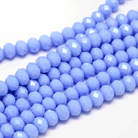 Arricraft Faceted Rondelle Glass Beads Strands, Light Steel Blue, 6x4mm, Hole: 1mm, about 94pcs/strand, 17 inches